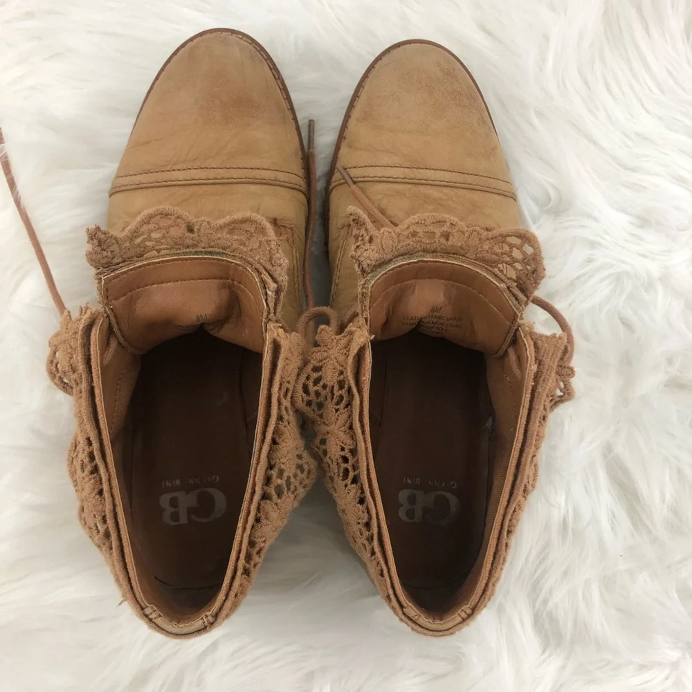 Gianni Bini Distressed Lace Up Booties